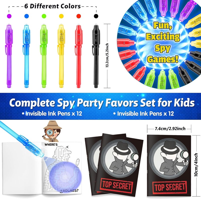 Joycover 12 PCS Invisible Ink Pen with UV Light for Kids, Spy Pens and Notebook, Birthday Party Favors for Kids 4-8, School Prize Goodie Bag Stuffers, UV Pen for Secret Message Escape Room - Image 5